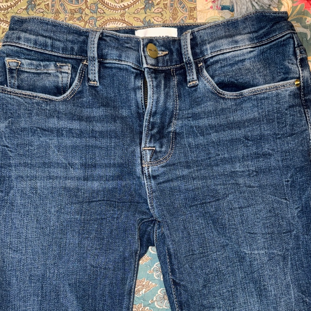 Frame Blue Distressed Skinny Jeans - Picture 7 of 11